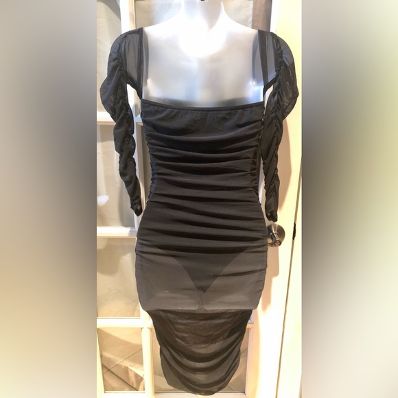 Women’s sexy off the shoulders bodysuit bodycon mesh see through long sleeve - Picture 8 of 8